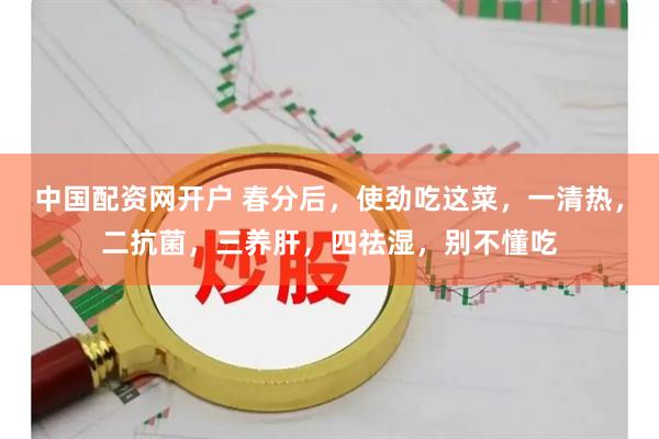 中国配资网开户 春分后，使劲吃这菜，一清热，二抗菌，三养肝，四祛湿，别不懂吃